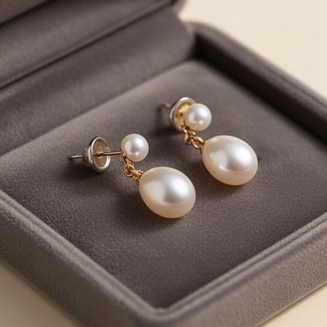 Convertible pearl earrings shown in stud and drop configurations on a velvet tray
